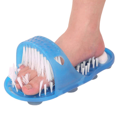 Pair of Exfoliating Shower Slippers Foot Cleaning Scrubber Bathroom Massager Sandals White