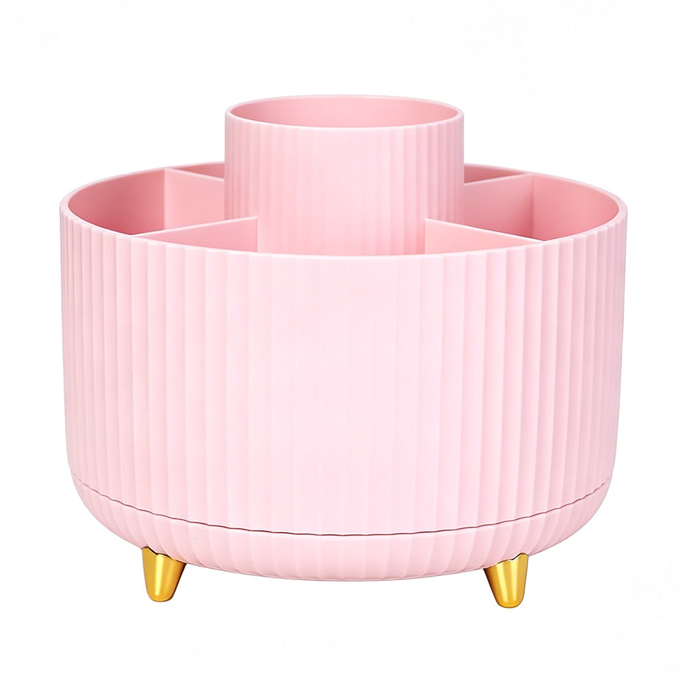 360 Degree Rotating Desk Organizer with 4 Slots For Pencil and Pen Holder-Pink