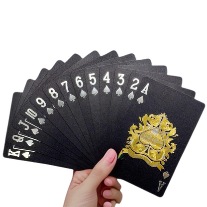 Waterproof Playing Cards Set Plastic Deck of Cards Poker Game Set for  Party Camping Travel On-the-Go Black
