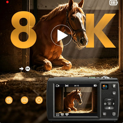 8K Dual Lens Digital Camera - Black