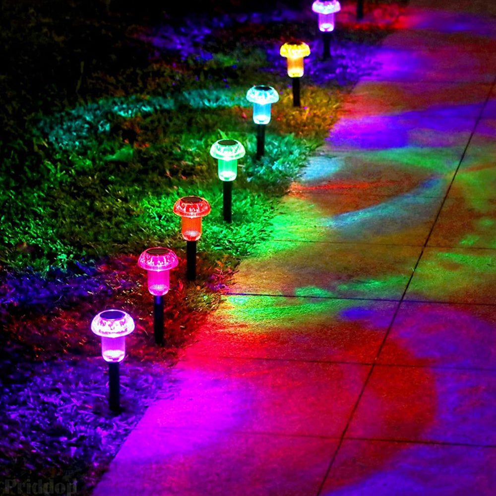 4 Piece Solar Mushroom Rhinestone Ground Stake Lights - Mixed Color