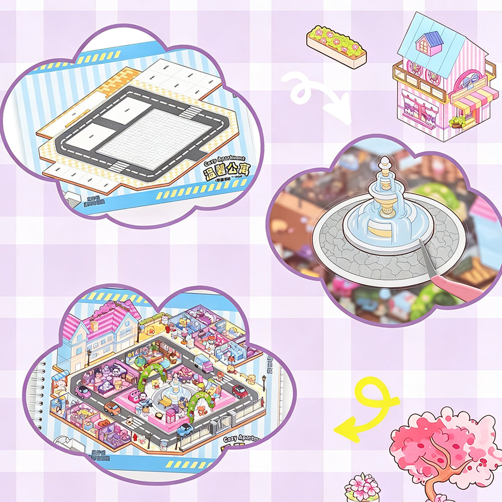 3D Reusable Sticker Scene Book with 10 Themes  - Blue