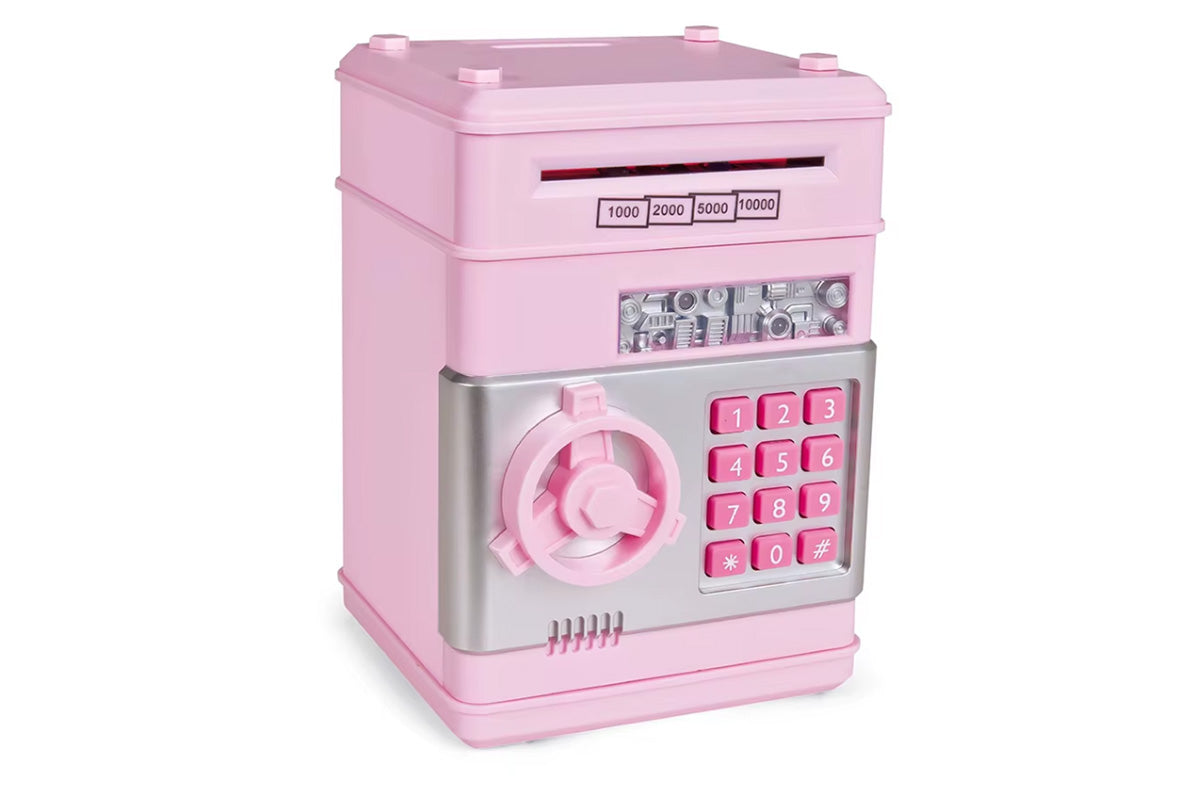 Electronic ATM Piggy Bank with Password Lock Money Coin Saving Box Toys for Little Ones Gifts -Light Pink