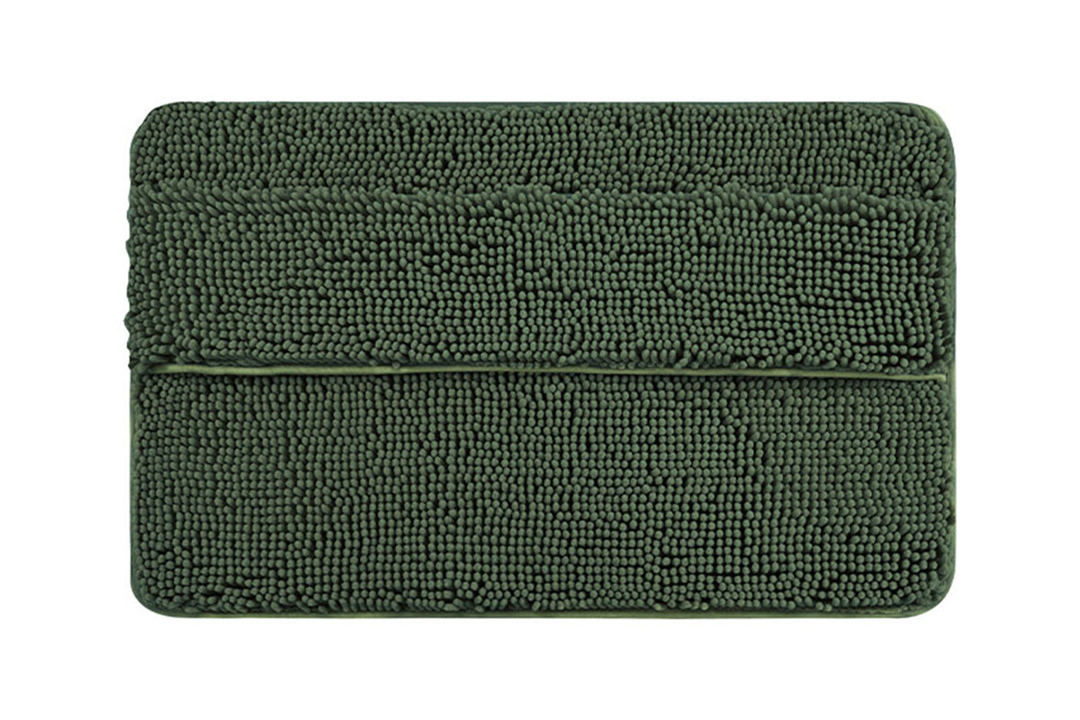Two Layers Bath Mat 40x60cm Thick Soft Absorbent Chenille Bath Rug Mat-Green
