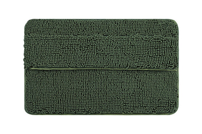 Two Layers Bath Mat 40x60cm Thick Soft Absorbent Chenille Bath Rug Mat-Green