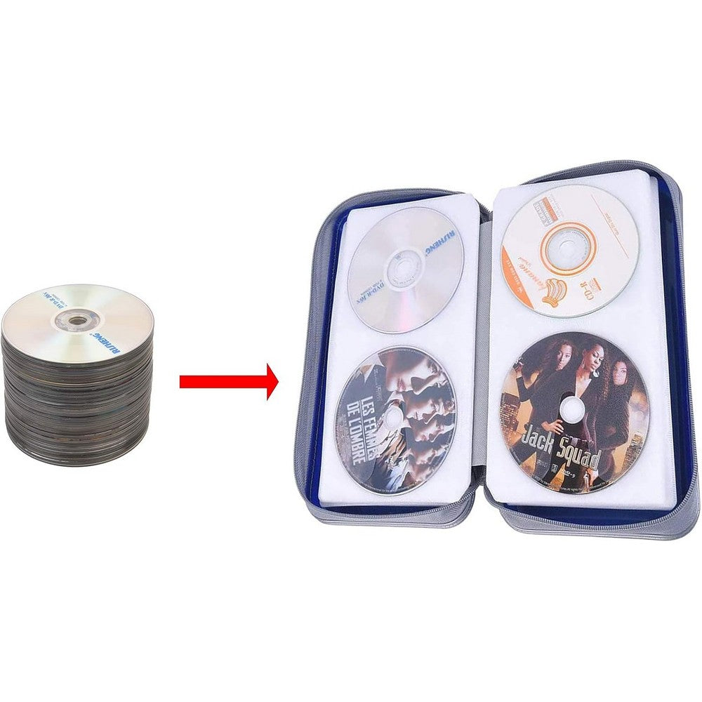 Portable 96 Capacity DVD CD Holder Case - Blue
