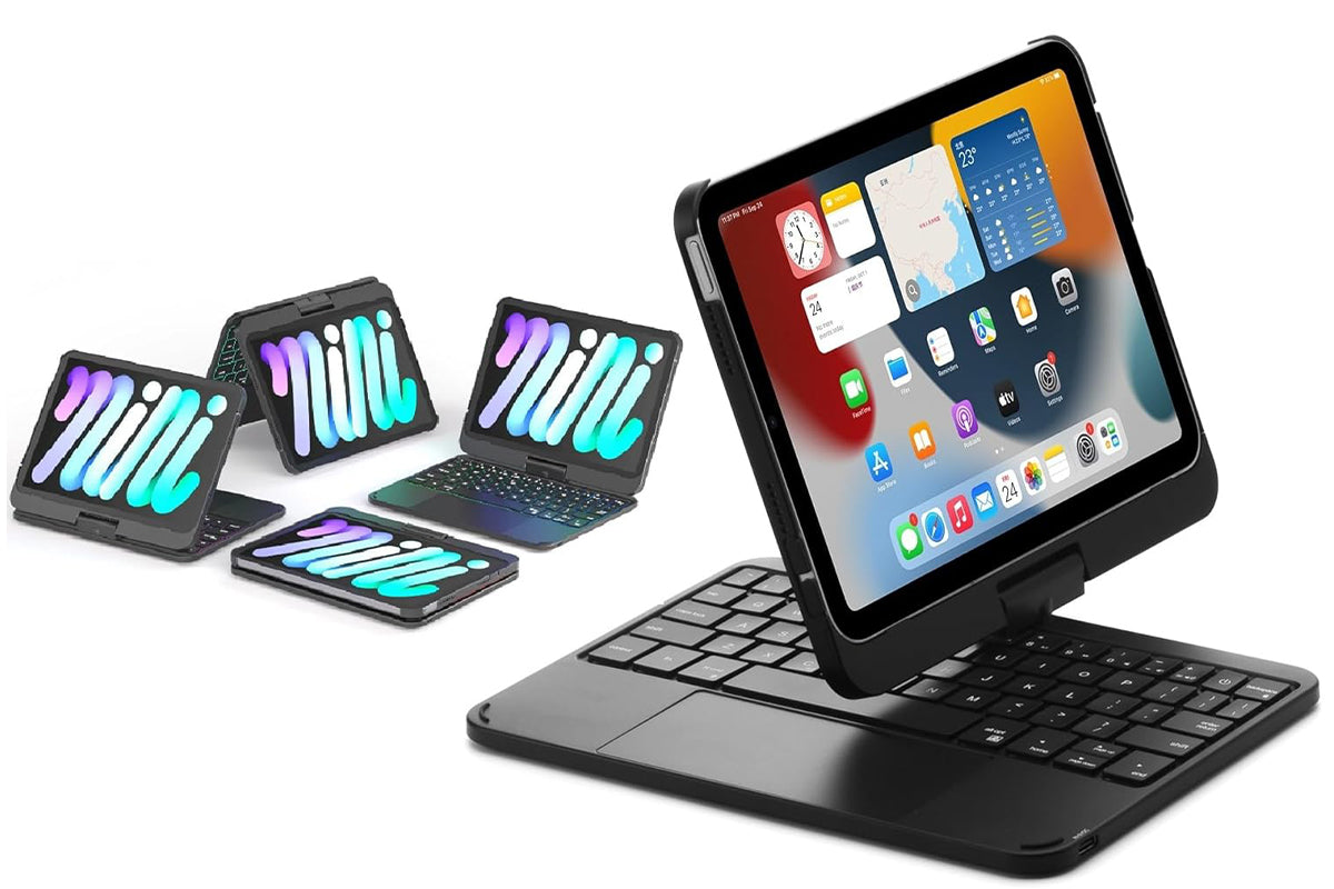 360-degree Rotatable Keyboard Case for iPad 11th Air 11 inch Air 13 inch with TouchPad -Black A11