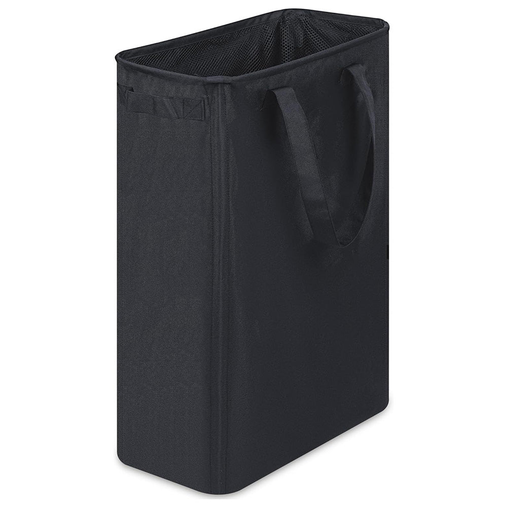 Slim Collapsible Laundry Basket with Handles for Small Spaces Black
