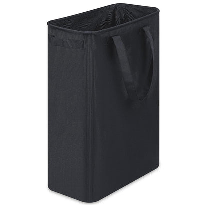 Slim Collapsible Laundry Basket with Handles for Small Spaces Black