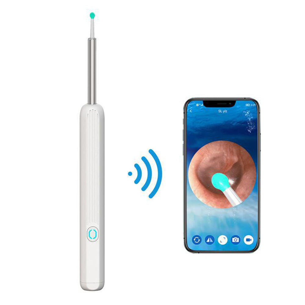 Wireless WiFi Ear Wax Removal Kit with HD Camera 360 Degree Visual Ear Cleaner-White