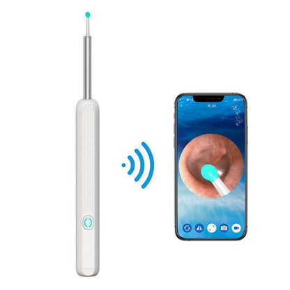 Wireless WiFi Ear Wax Removal Kit with HD Camera 360 Degree Visual Ear Cleaner-White