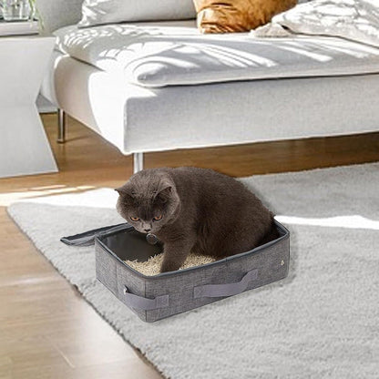 Portable Foldable Cat Travel Litter Box ââ‚?Waterproof & Easy to Clean Light Gray