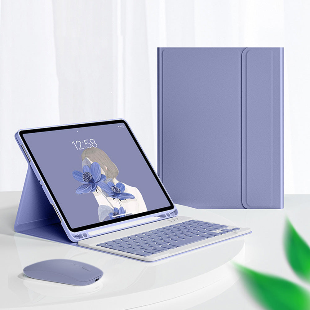 Wireless Bluetooth Keyboard with Keyboard Case and Mouse Compatible with iPad 11 (A16) 2025 And 10th 10.9(2022) Purple