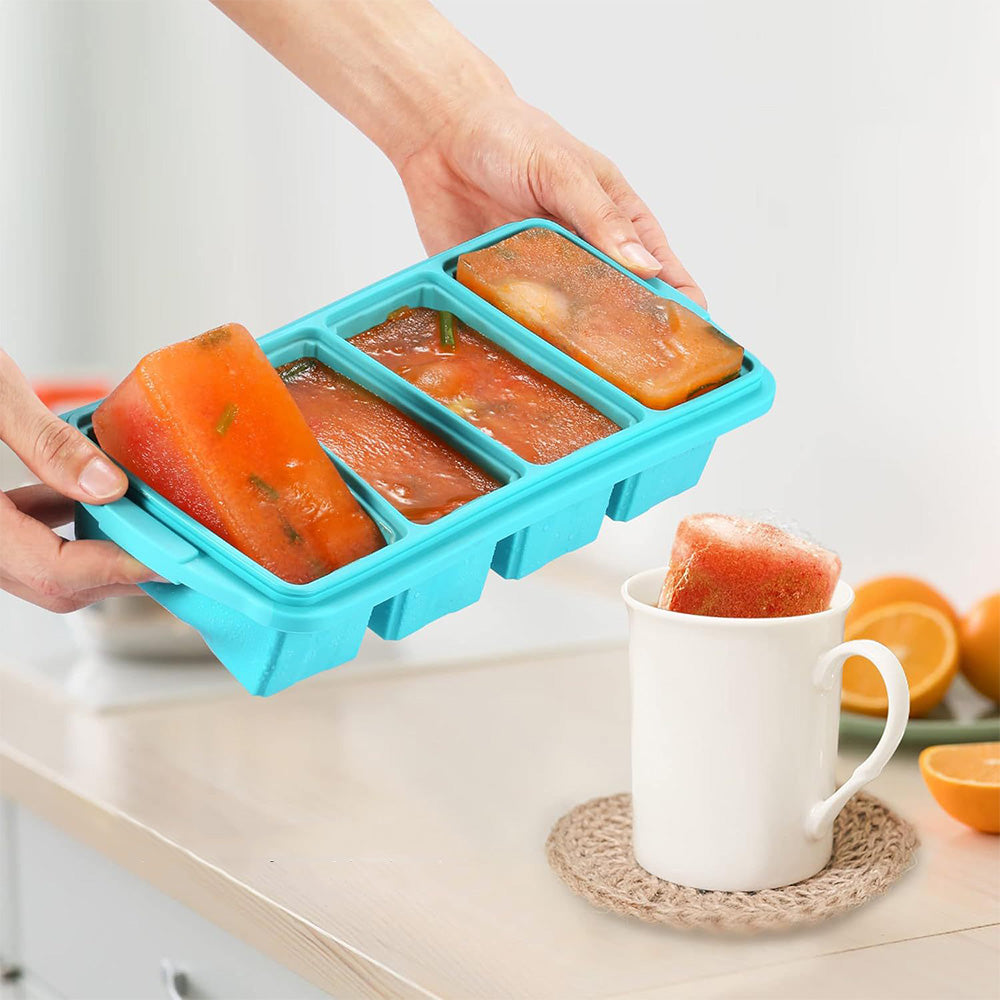 Silicone Freezer Tray with Lid Food Molds for Soup Sauce Broth Leftovers Style 2