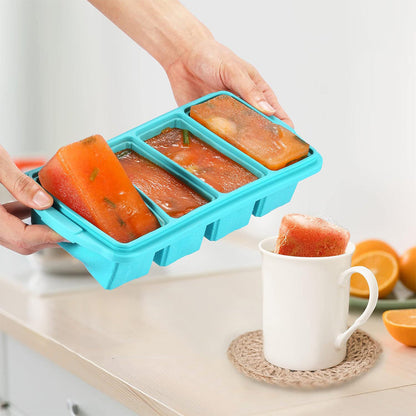 Silicone Freezer Tray with Lid Food Molds for Soup Sauce Broth Leftovers Style 2