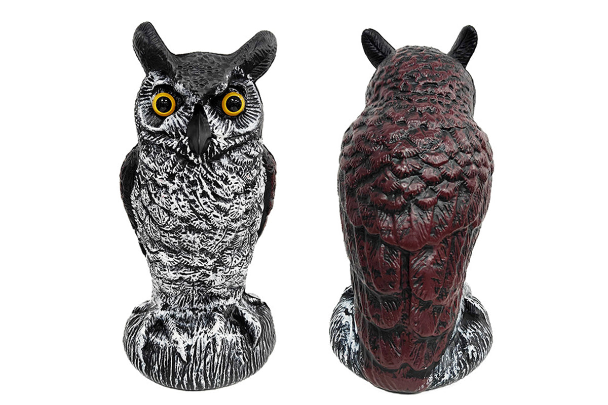 Large Fake Owl Decoy to Scare Birds Away Garden Bird Deterrents for Outside -Red