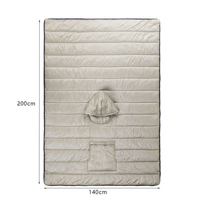 Camping Warm Cloak Cape Poncho Sleeping Bag Wearable Hooded Blanket for Hiking Fishing Outdoor Sport Khaki