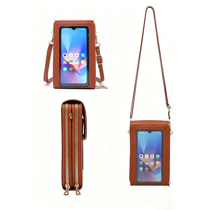 Touchscreen Crossbody Phone Bag Small Purse with Card Slots for Travel-Brown