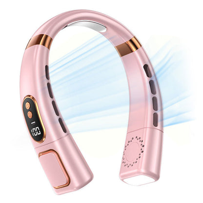 Neck Air Conditioner Wearable Personal Fan with Cooling Plate and Adjustable Airflow Pink