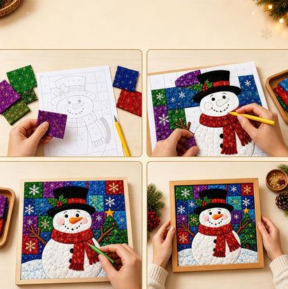 Fabric Poke Art Kit for Adults 3D Christmas Santa Claus DIY Craft - Snowman