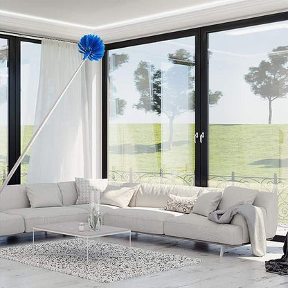 Extendable Ceiling Cleaning Duster Spider Web Microfiber Cleaner Brush Blue