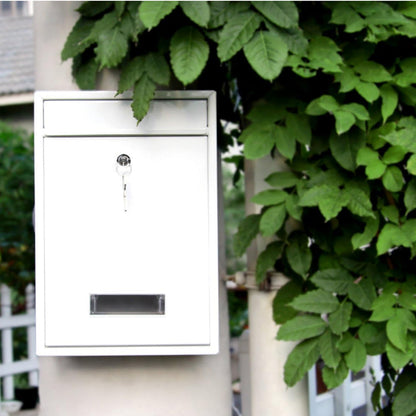 Wall Mounted Locking Mailboxes Key Lock Metal Mail Box White