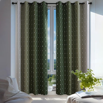 2Pcs Blackout Curtain Gradient Color Curtains-Dark Blue