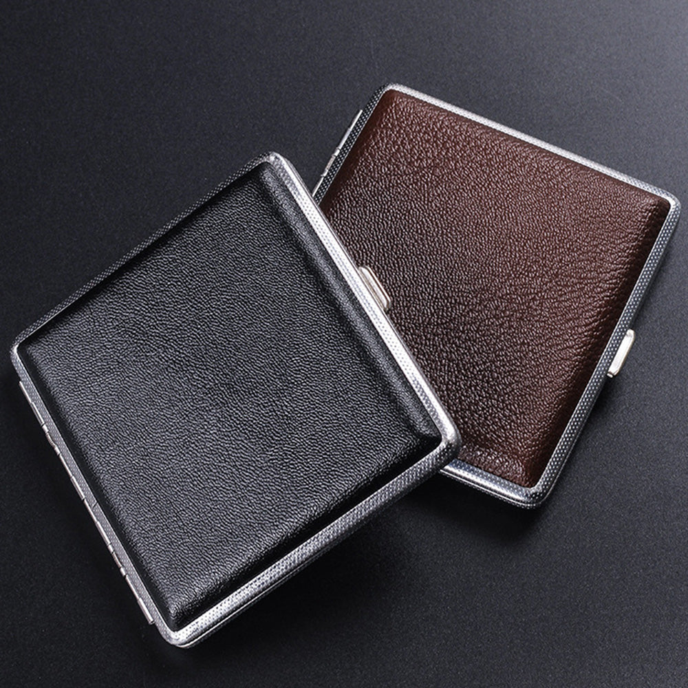2Pcs Portable PU Leather Cigarette Case Fashion Design Holds 20 Cigarettes