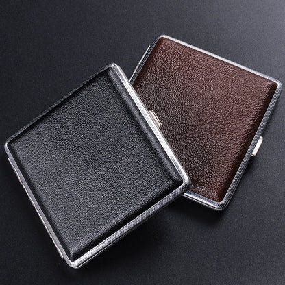 2Pcs Portable PU Leather Cigarette Case Fashion Design Holds 20 Cigarettes