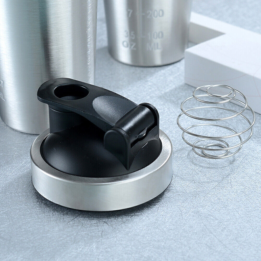 750ml 304 Stainless Steel Protein Shaker Bottle with Mixing Ball-Silver