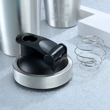 750ml 304 Stainless Steel Protein Shaker Bottle with Mixing Ball-Silver