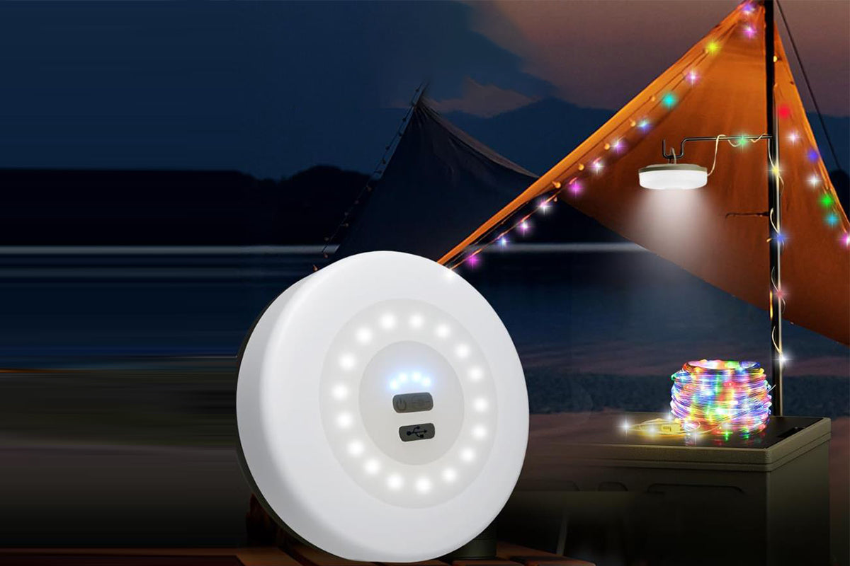 2Pcs Rechargeable Camping String Light 7M 58LED APP Control RGB Tent Fairy Lights for Outdoor Garden Party Yard Hiking