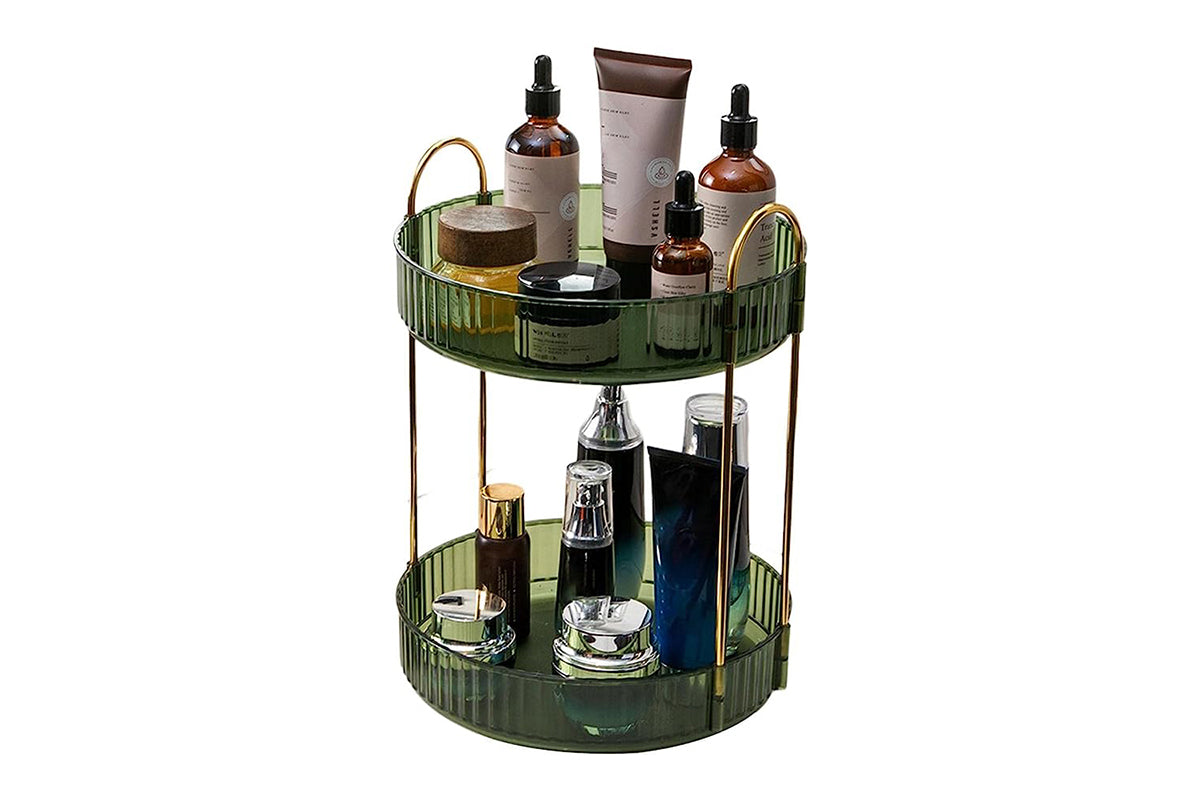 For Vanity 360 Degree Rotating Makeup Organizer Large Capacity Make Up Shelf-Coffee