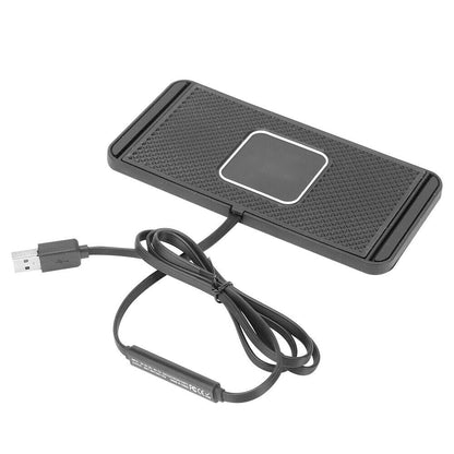 15W Wireless Charger Pad Dock Car Phone Holder Mat Non-Slip Charging Station USB-A Style