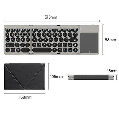 Tri Fold Bluetooth Keyboard with Touchpad Stand