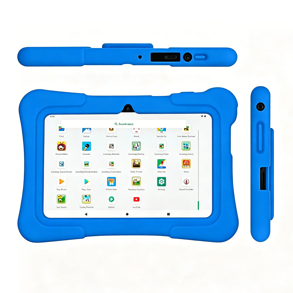 7 Inch Kids Tablet Android 10.0 Quad Core 16GB with Shockproof Silicone Case-Blue