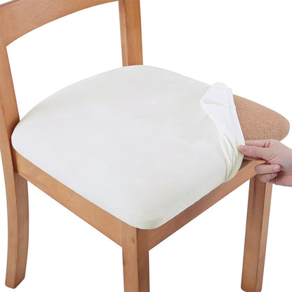 4 Piece Stretch Removable Dining Chair Seat Cushion Slipcovers - Beige