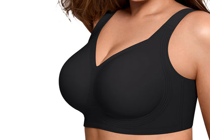 Full Coverage Seamless Wireless Plus Size Bra - Black
