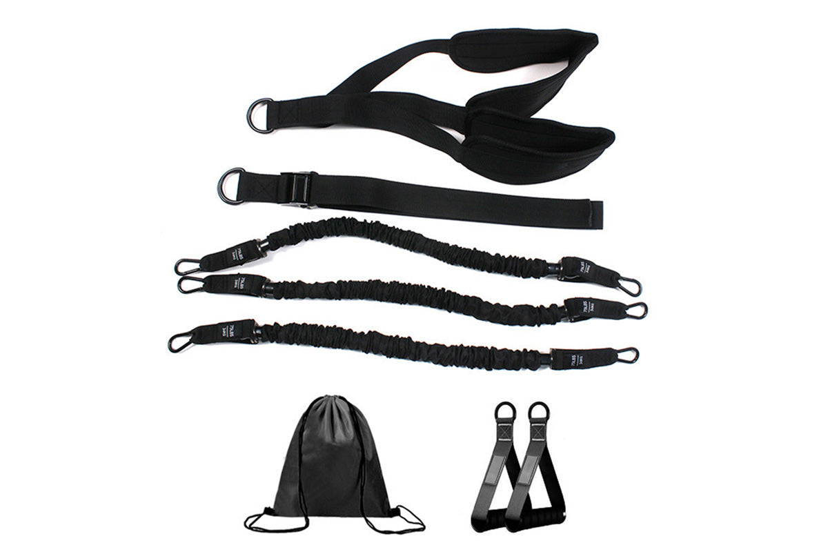 7Pcs Set Pull Up Assistance Bands with Adjustable Resistance Foot Rest for Strength Training-Black