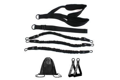 7Pcs Set Pull Up Assistance Bands with Adjustable Resistance Foot Rest for Strength Training-Black