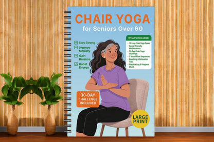 Chair Yoga Notebook for Seniors Wellness Exercises - Blue