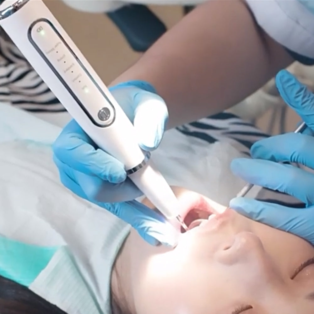 Ultrasonic Electric Tooth Cleaner Dental Calculus Remover Teeth Cleaning Kit LED Light-White
