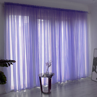 3 Piece Polyester Sheer Rod Pocket Curtains for Window Door  Divider - Purple