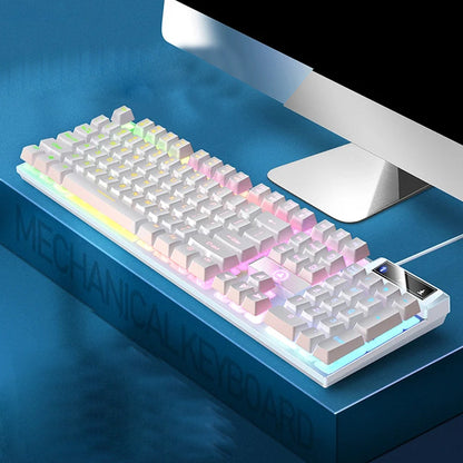 104 Keys Mechanical Gaming Keyboard Wired Backlit Keyboard White