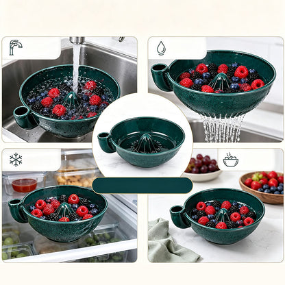 Ceramic Swirl Colander Bowl for Washing Draining and Serving - Green