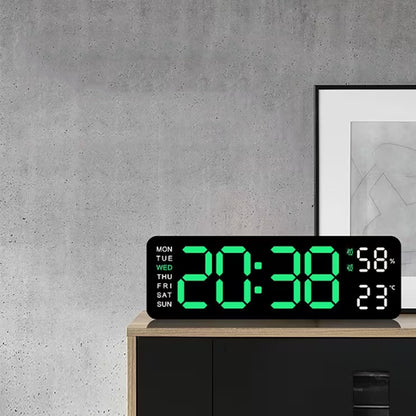Alarm Clock Dual Alarm Wall Clock with Temperature and Humidity - Green