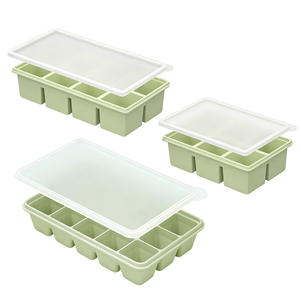 3 Pack Silicone Ice Cube Trays-Green