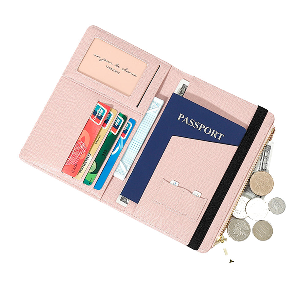 RFID Blocking Passport Holder Card Holder Travel Wallet Pink