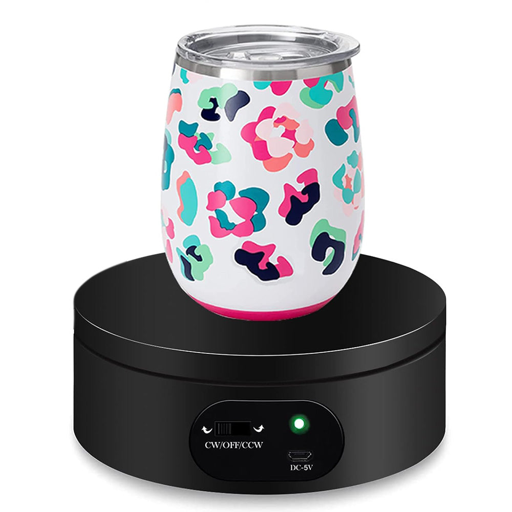 12cm Rotating Display Stand Dual Power Supply Turntable for Showcasing Cups Jewelry Black