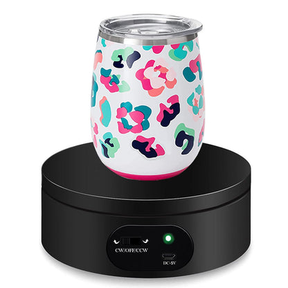 12cm Rotating Display Stand Dual Power Supply Turntable for Showcasing Cups Jewelry Black